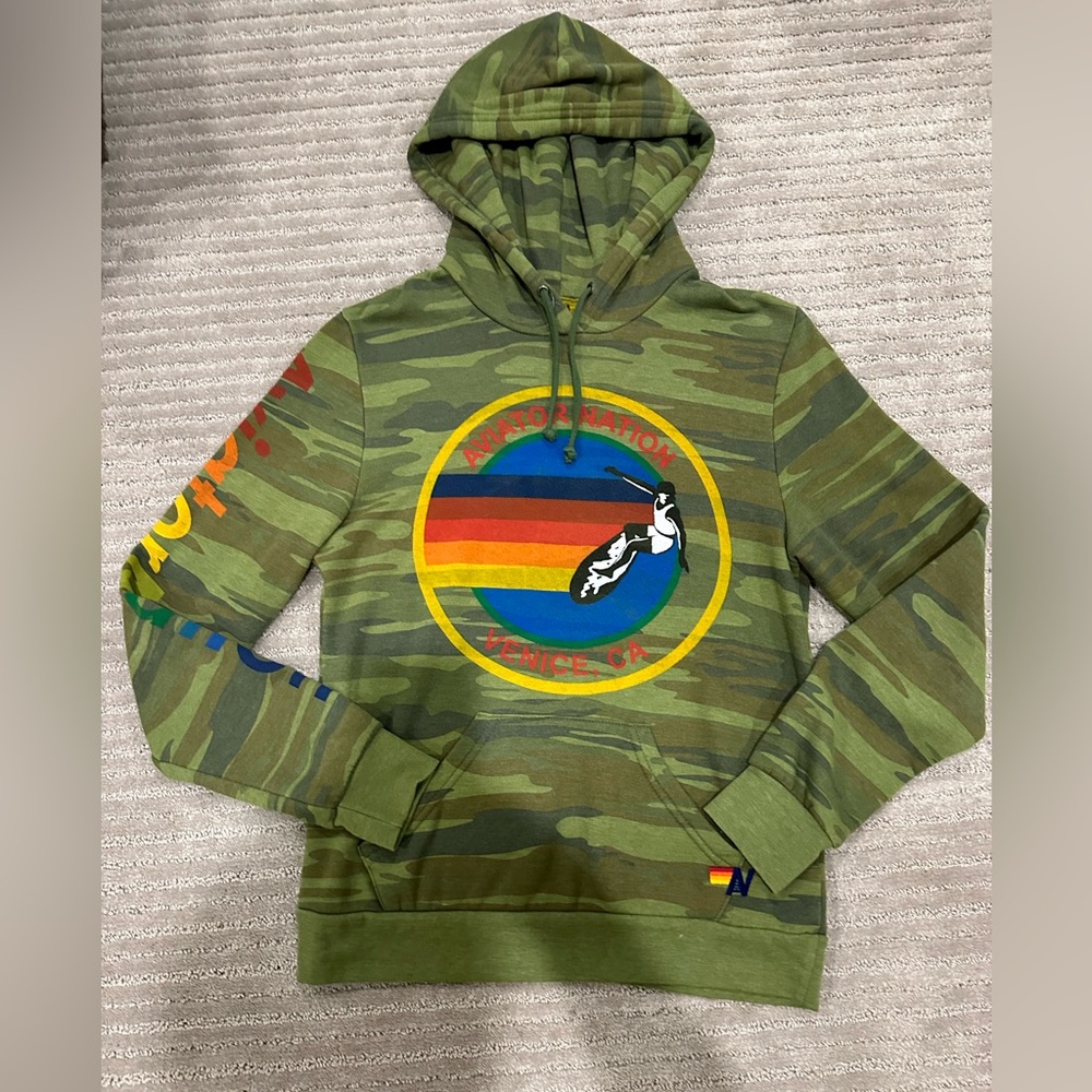 Aviator Nation Relaxed Pullover Hoodie in Camo